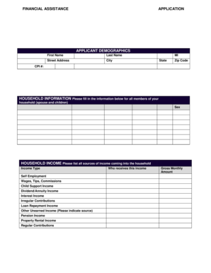 Financial Assistance Application