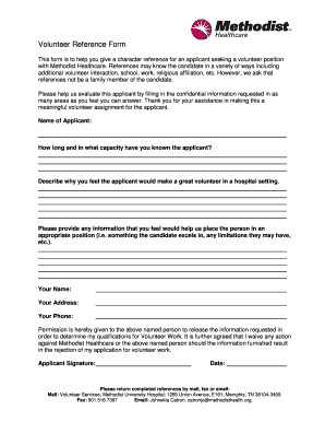 Volunteer Reference Form