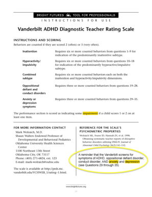 Vanderbilt ADHD Diagnostic Teacher Rating Scale