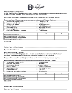 Procedure Evaluation Form