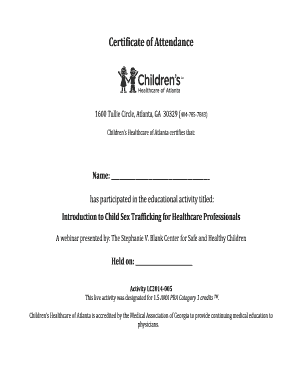 Certificate of Attendance
