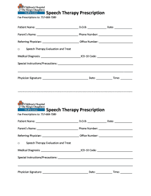 Speech Therapy Prescription