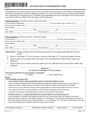 MyChart Proxy Access Request Form