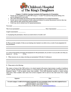 AMA PRA Category 1 Credit Form