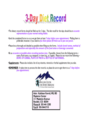 Dietary Record Form