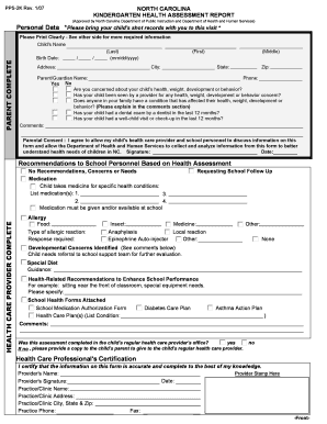 North Carolina Kindergarten Health Assessment Report