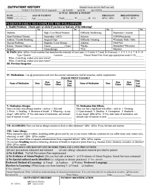 Outpatient History Form