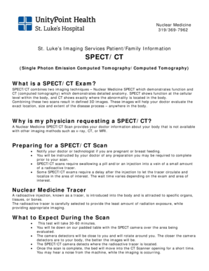 SPECT/CT Patient Information