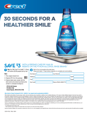 Crest Pro-Health Rinse Mail-In Rebate Form