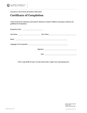 Interpreter Orientation Completion Certificate