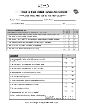 Head to Toe Initial Parent Assessment