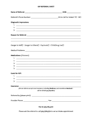 IOP Referral Sheet
