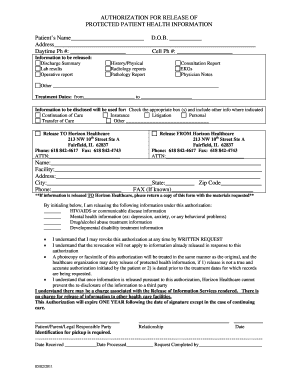 Authorization for Release of Protected Patient Health Information