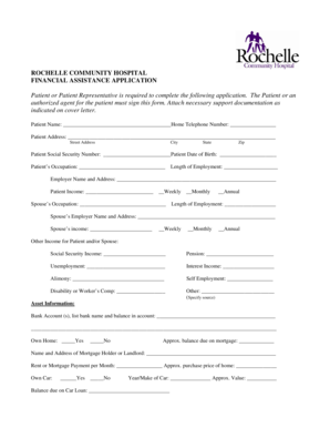 Rochelle Community Hospital Financial Assistance Application