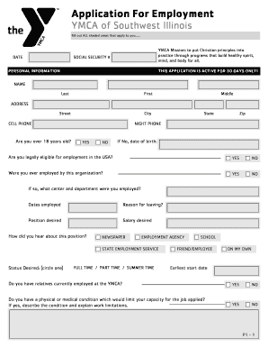 YMCA Employment Application