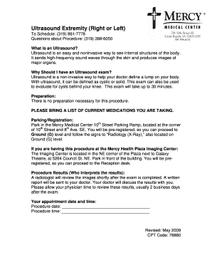 Ultrasound Extremity Procedure Notice