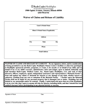 Waiver of Claims and Release of Liability