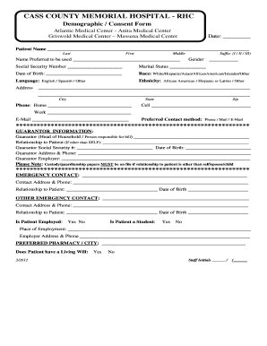Patient Demographic and Consent Form