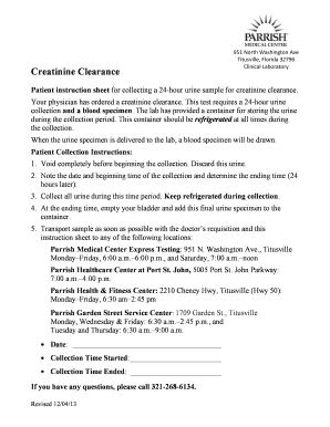 Patient Instructions for 24-Hour Urine Sample Collection