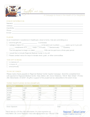 Regional Medical Center Donation Form
