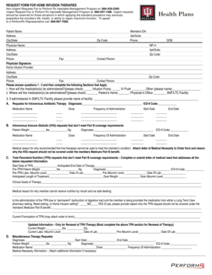 Request Form for Home Infusion Therapies