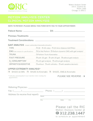 Clinical Motion Analysis Form