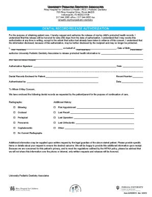 Dental Record Release Authorization