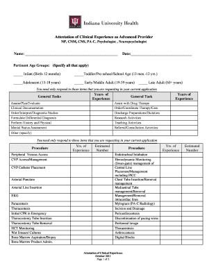 Attestation of Clinical Experience Form
