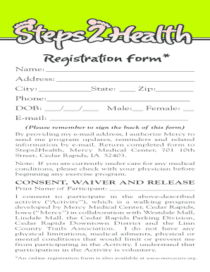 Health Program Registration and Waiver Form