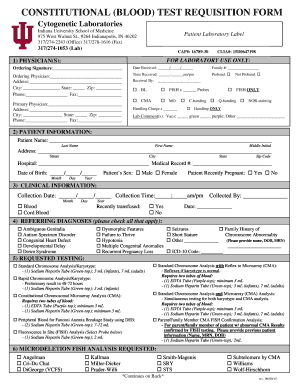 Constitutional Blood Test Requisition Form