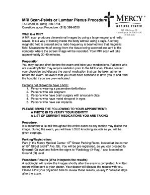 MRI Scan Procedure Instructions