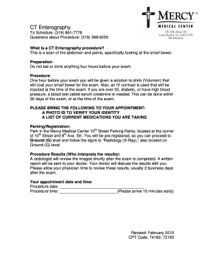 CT Enterography Procedure Instructions