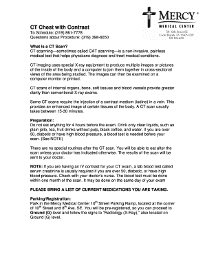 CT Chest with Contrast Preparation Instructions