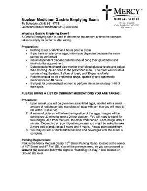 Gastric Emptying Exam Instructions