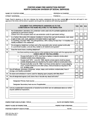 Foster Home Fire Inspection Report