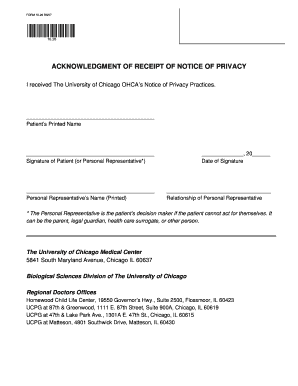 Acknowledgment of Receipt of Notice of Privacy