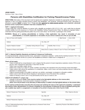 Illinois Persons with Disabilities Parking Placard Application