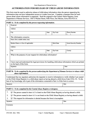 Iowa Child Abuse Information Release Authorization