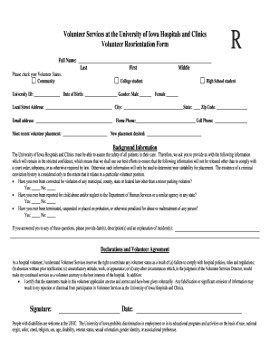 University of Iowa Volunteer Reorientation Form
