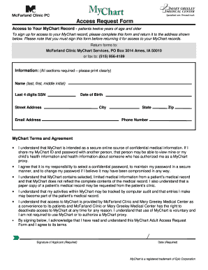 MyChart Adult Access Request Form