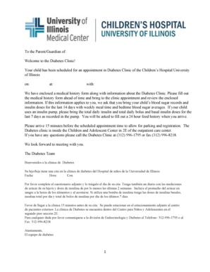 Diabetes Clinic Patient History Form