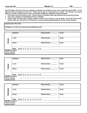 Dietary Journal Template