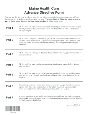 Maine Health Care Advance Directive Form