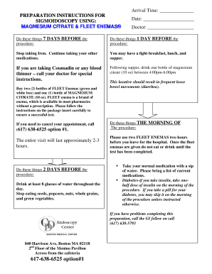 Preparation Instructions for Sigmoidoscopy