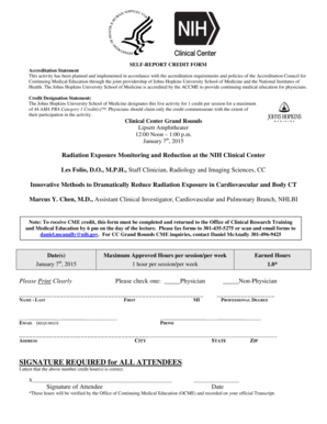 Self-Report Credit Form for CME