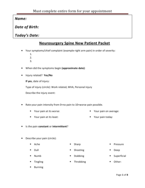 Neurosurgery Spine New Patient Packet