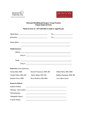 Oral and Maxillofacial Surgery Patient Referral Form
