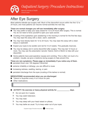 Outpatient Eye Surgery Instructions