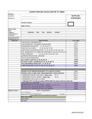 Johns Hopkins Voice Center Copays Form