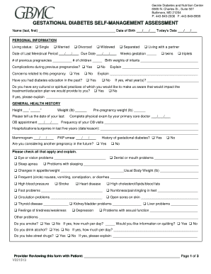 Gestational Diabetes Self-Management Assessment